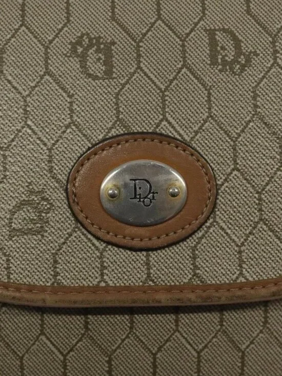 Christian Dior Honeycomb Canvas Shoulder Bag PVC Beige Gold Auth BA1892 - Picture 12 of 16